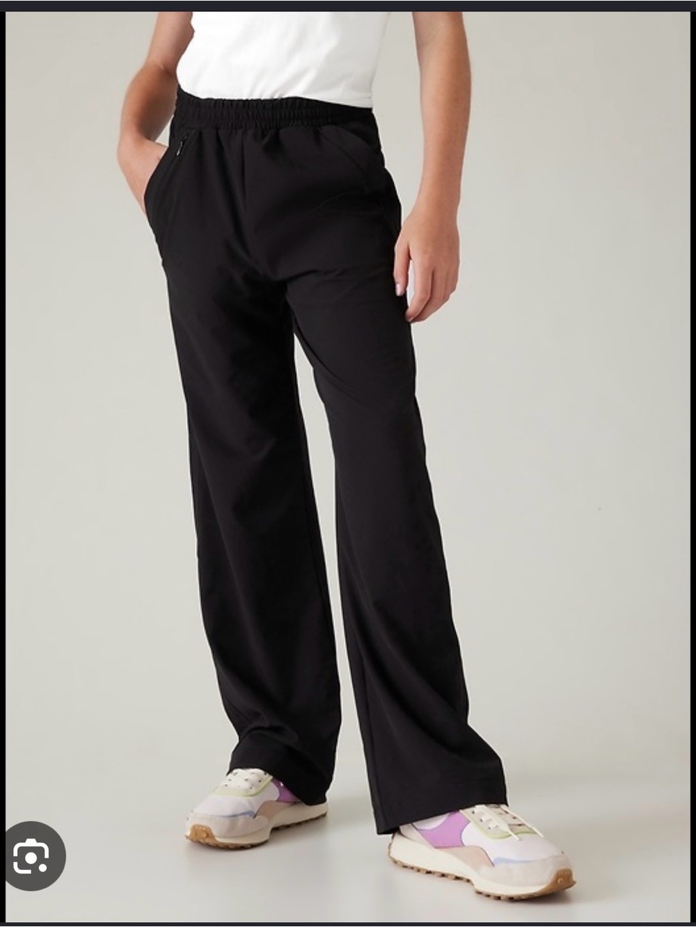 Athleta Girl good day Black Athletic Wide-Leg Pants size 12
